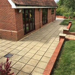 Patio area and red brick wall after cleaning, Copdock, Ipswich, Sufffolk